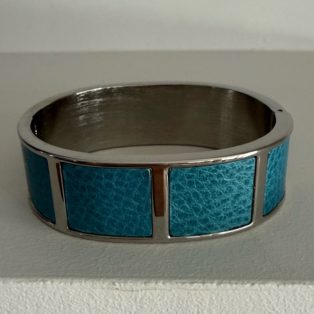 Silver and Blue Bangle Bracelet